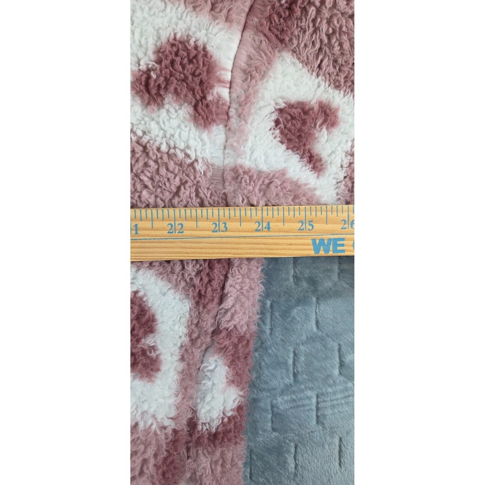 Disney Minnie Mouse Sherpa Fleece Sweater 1/4 Zip Mauve White size Large - Picture 8 of 9
